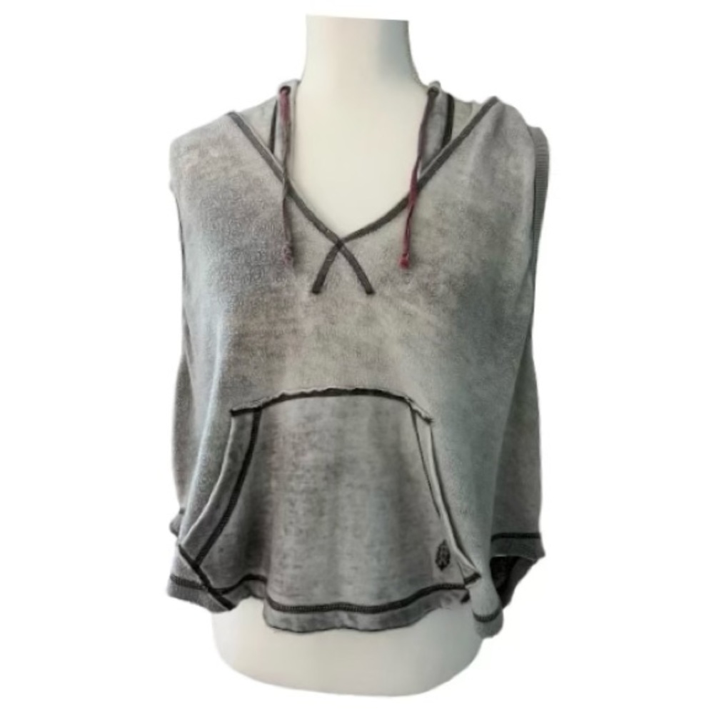 Free People Gray Sleeveless Hoodie